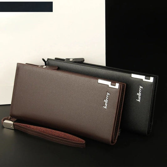 Men’s PU Leather Long Wallet – 12 Card Slots