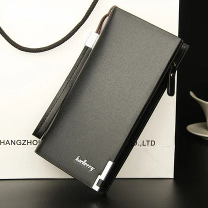 Men’s PU Leather Long Wallet – 12 Card Slots
