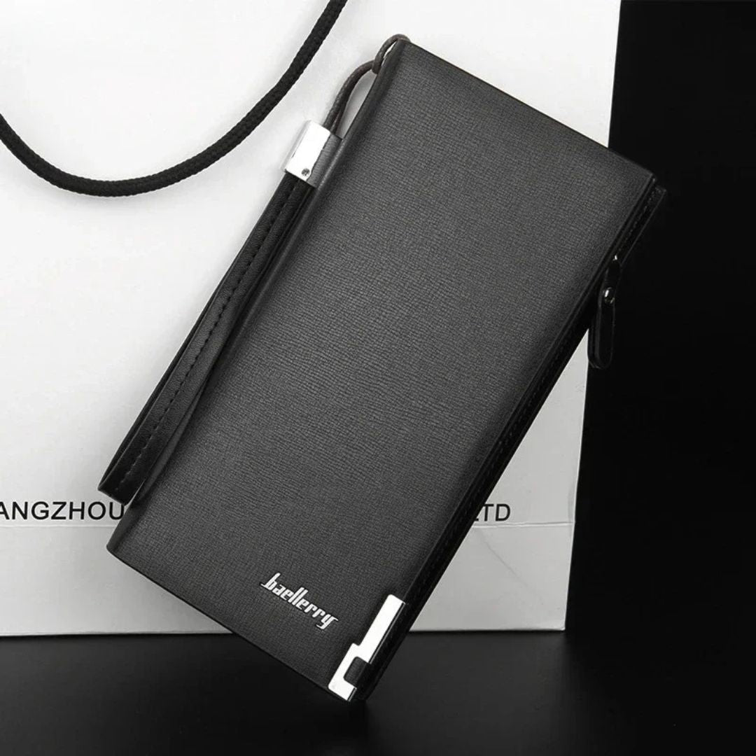 Men’s PU Leather Long Wallet – 12 Card Slots