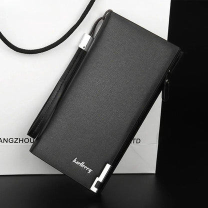 Men’s PU Leather Long Wallet – 12 Card Slots